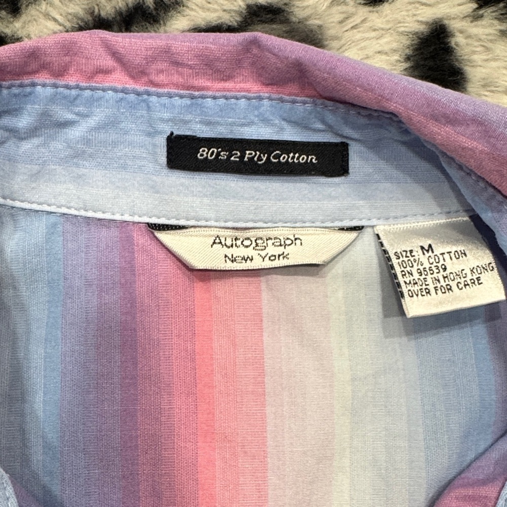 Autograph Pastel Pink Blue Stripe Button-Down Shirt - Picture 2 of 6